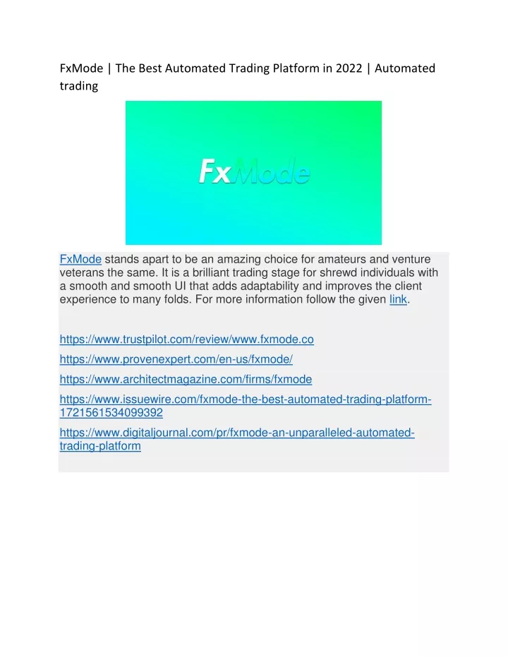 PPT FxMode The Best Automated Trading Platform In 2022 Automated