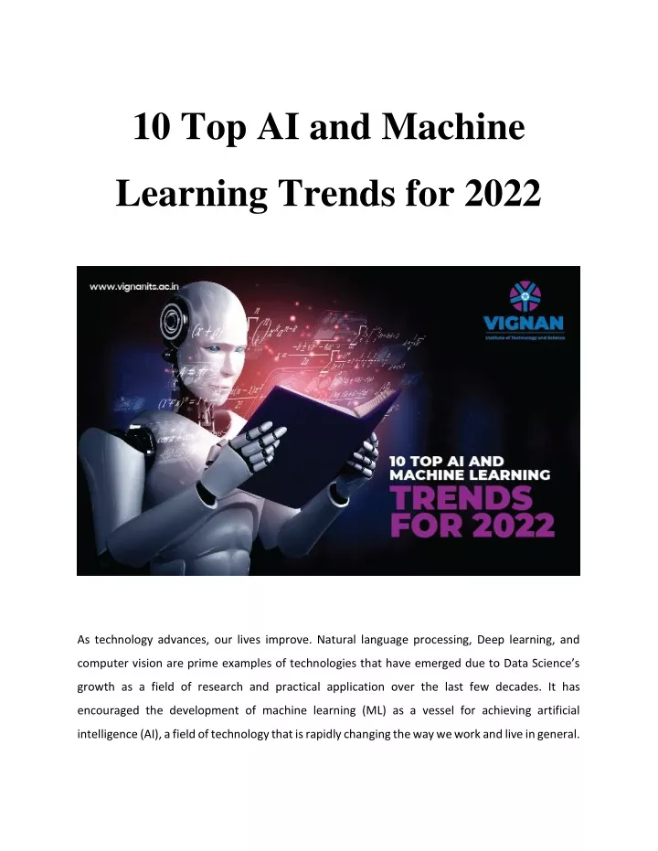 PPT 10 Top AI And Machine Learning Trends For 2022 PowerPoint