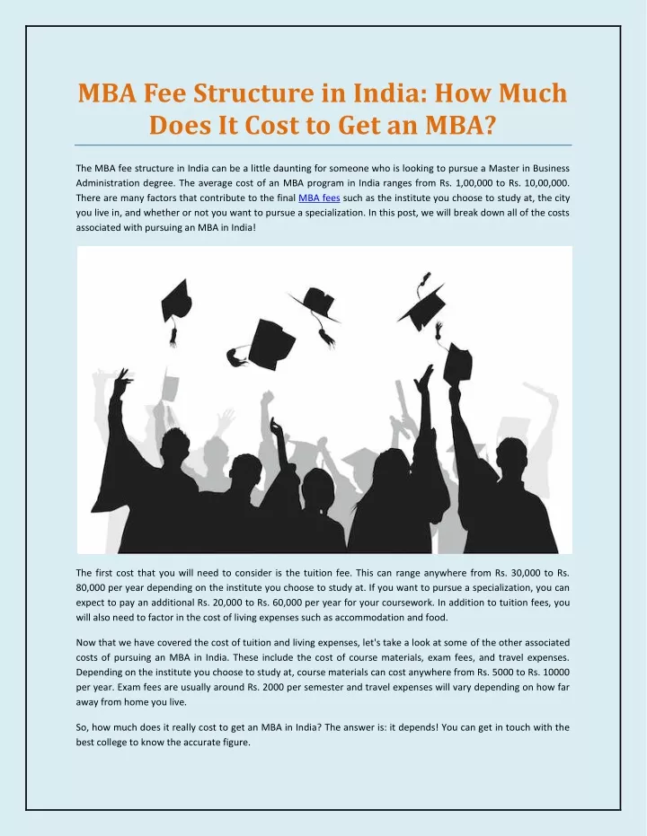 PPT MBA Fee Structure In India How Much Does It Cost To Get An MBA