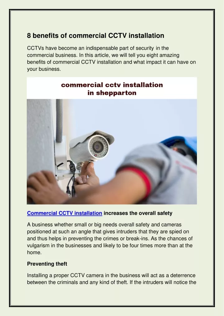 PPT 8 Benefits Of Commercial CCTV Installation PowerPoint