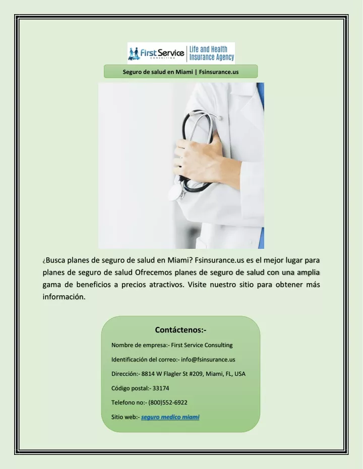 Ppt Seguro De Salud En Miami Fsinsurance Us Powerpoint Presentation