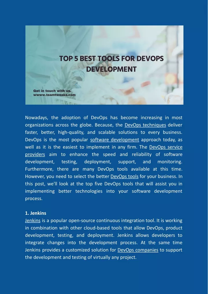 PPT Top 5 Best Tools For Devops Development PowerPoint Presentation