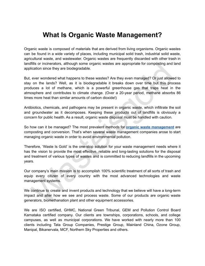 Ppt What Is Organic Waste Management Powerpoint Presentation Free