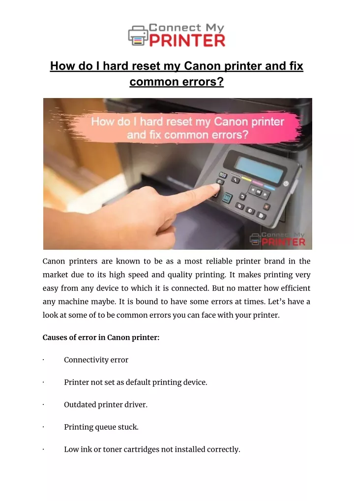 Ppt How Do I Hard Reset My Canon Printer And Fix Common Errors