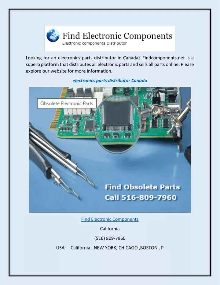 Ppt Electronics Parts Distributor Canada Findcomponents Net