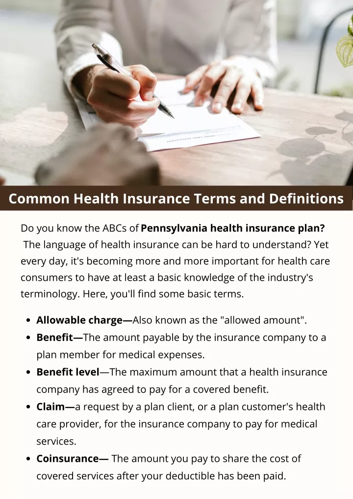PPT Common Health Insurance Terms And Definitions PowerPoint