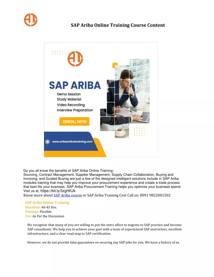 PPT SAP Ariba Online Training Course Content PowerPoint Presentation