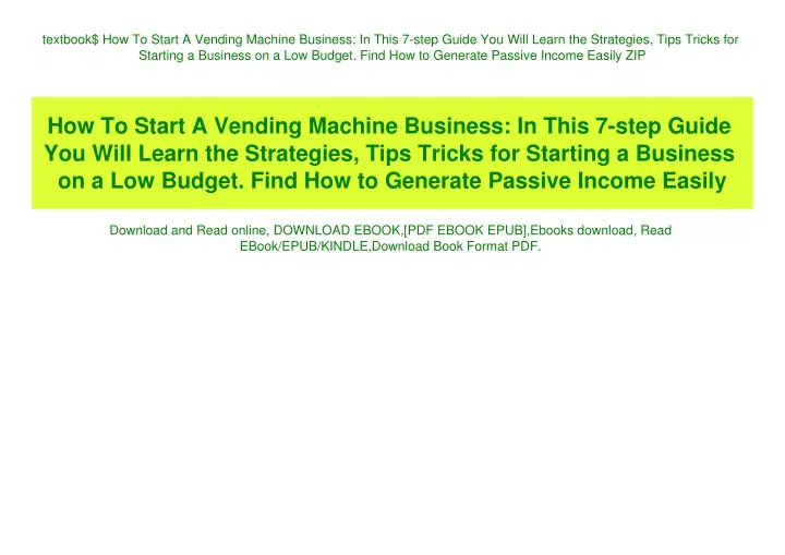 PPT Textbook How To Start A Vending Machine Business In This 7 Step