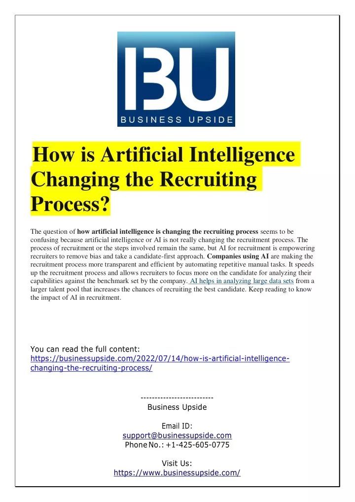 Ppt How Is Artificial Intelligence Changing The Recruiting Process