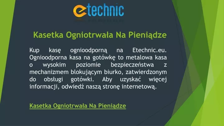 PPT Kasetka Ogniotrwała Na Pieniądze Etechnic eu PowerPoint