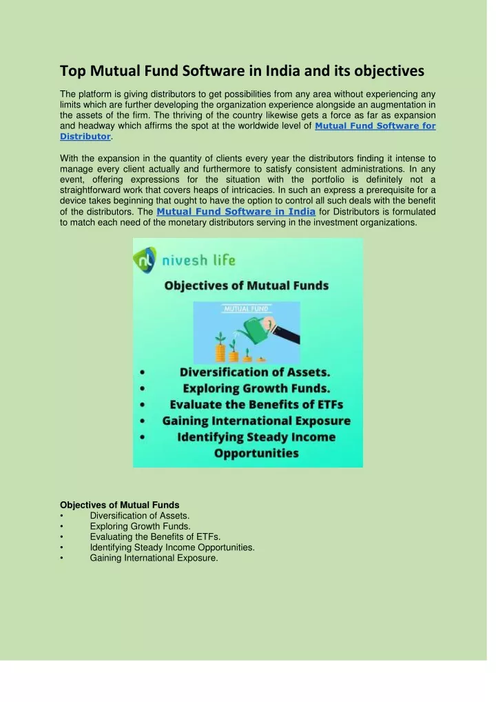 PPT Top Mutual Fund Software In India And Its Objectives PowerPoint