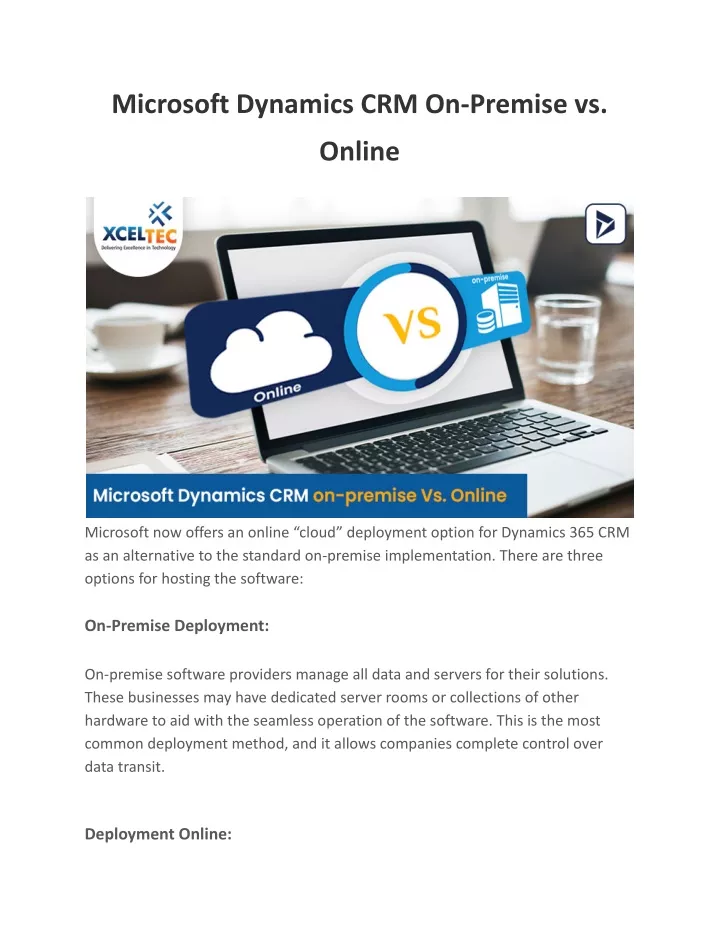 Ppt Microsoft Dynamics Crm On Premise Vs Online What To Choose