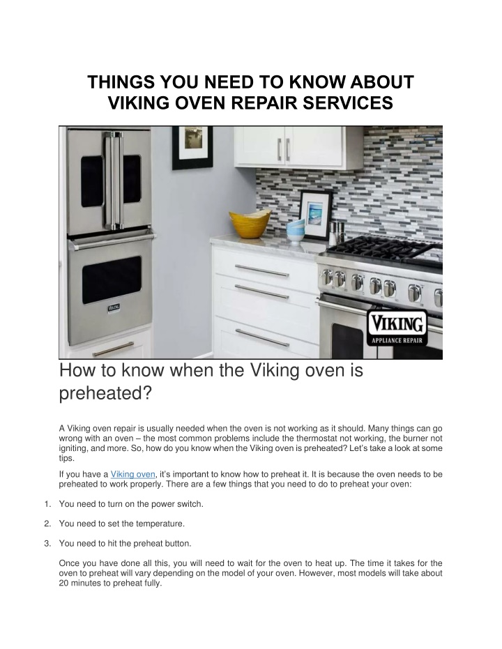 PPT THINGS YOU NEED TO KNOW ABOUT VIKING OVEN REPAIR SERVICES