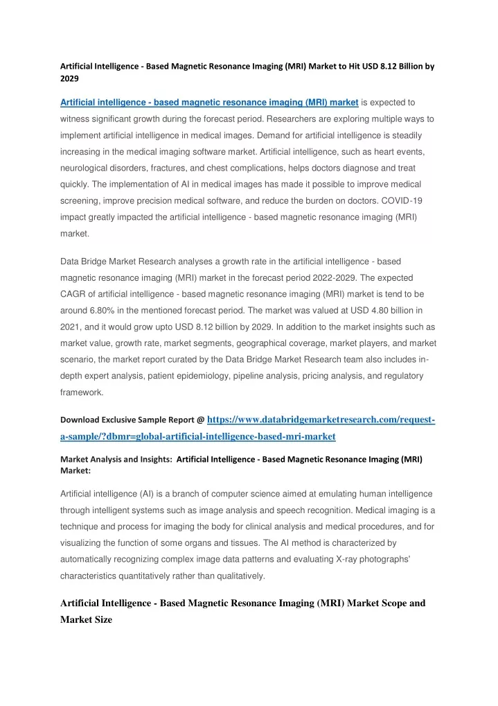 PPT Artificial Intelligence Based Magnetic Resonance Imaging MRI