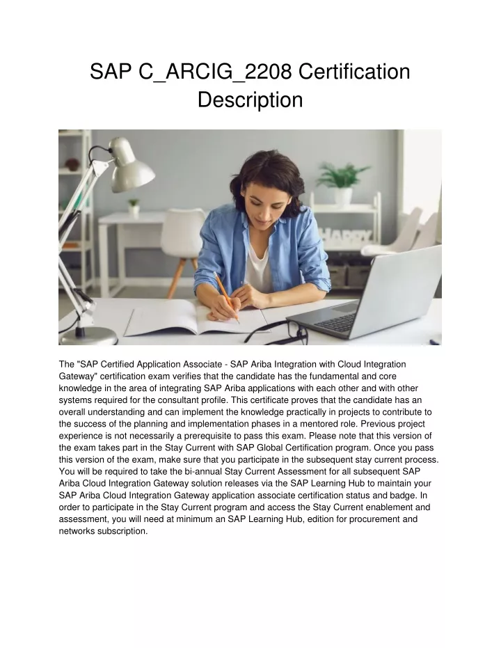 Ppt Sap C Arcig Certification Description Powerpoint