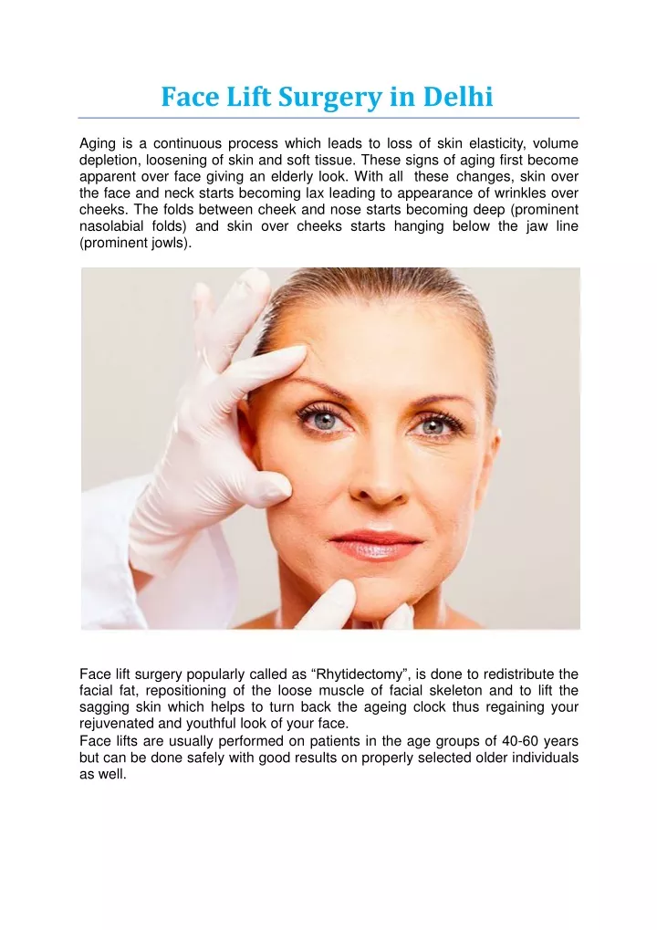 Ppt Face Lift Surgery In Delhi By The Best Plastic Surgeon In Delhi