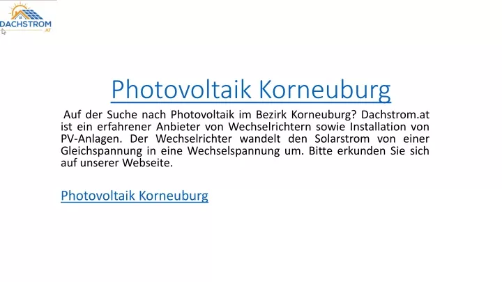 Ppt Photovoltaik Korneuburg Dachstrom At Powerpoint Presentation