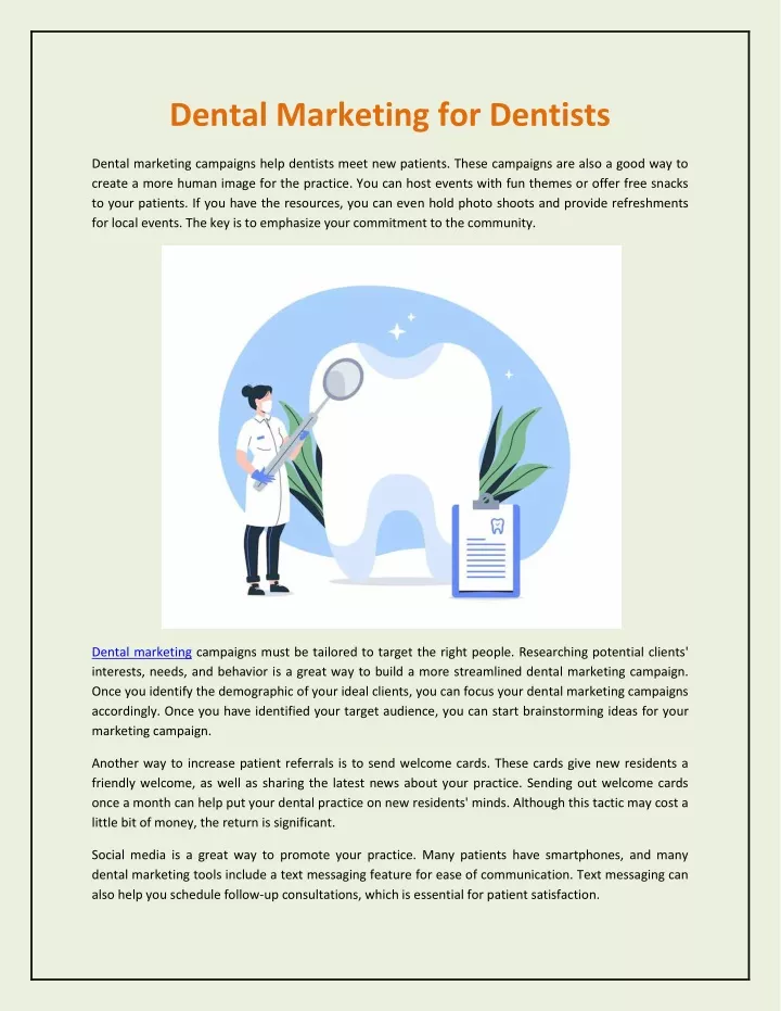 PPT Dental Marketing For Dentists PowerPoint Presentation Free