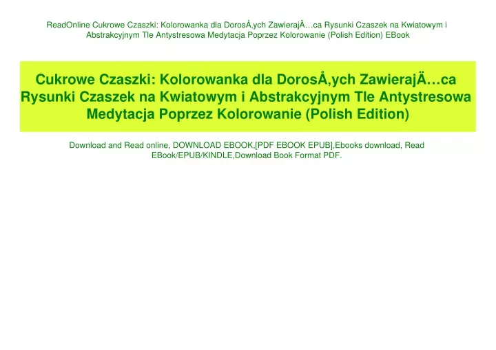 PPT ReadOnline Cukrowe Czaszki Kolorowanka dla DorosÃÂych ZawierajÃ