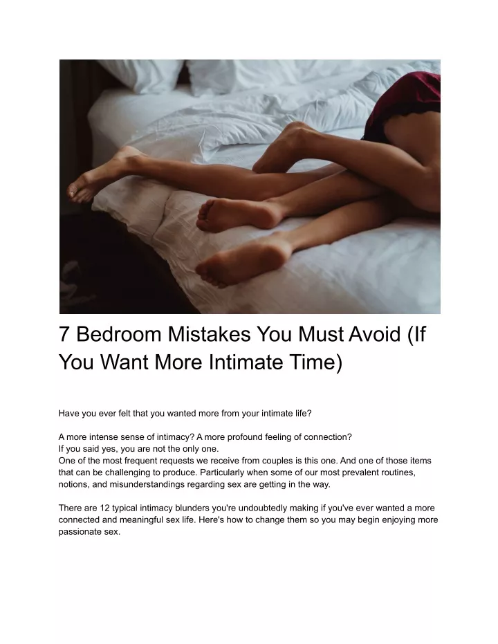 Ppt Bedroom Mistakes You Must Avoid If You Want More Intimate Time