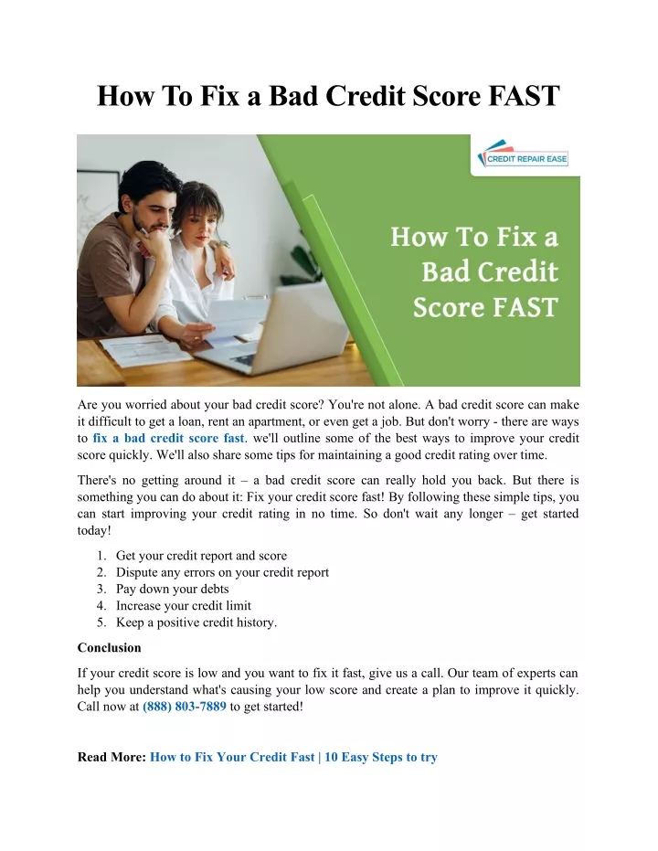 Ppt How To Fix A Bad Credit Score Fast Powerpoint Presentation Free