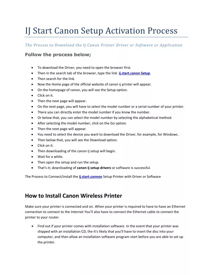 Ppt Ij Start Canon Setup Activation Process Powerpoint Presentation