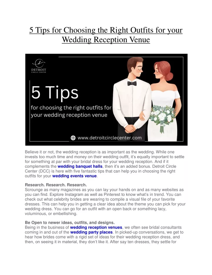 PPT 5 Tips For Choosing The Right Outfits For Your Wedding Reception