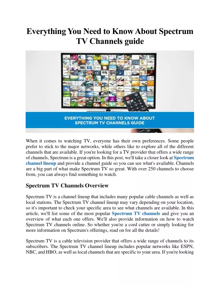 Ppt Everything You Need To Know About Spectrum Tv Channels Guide