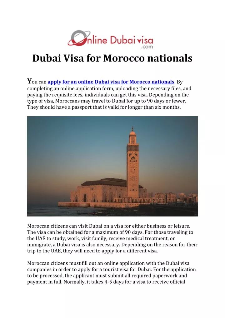 Ppt Dubai Visa For Morocco Nationals Powerpoint Presentation Free