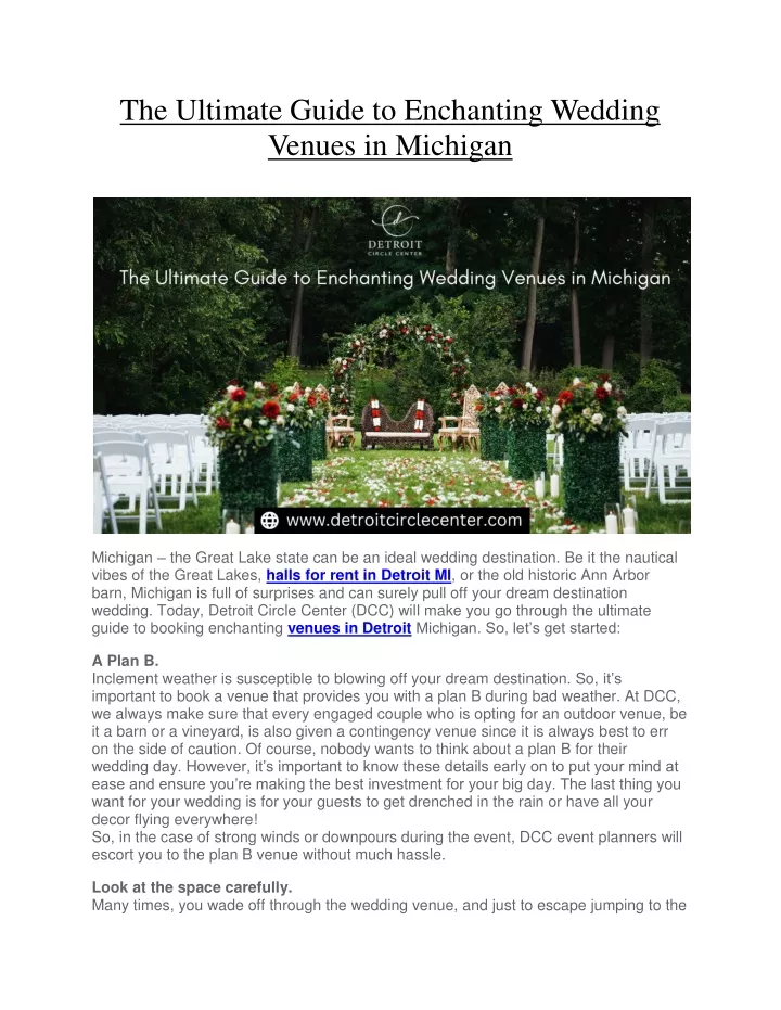 Ppt The Ultimate Guide To Enchanting Wedding Venues In Michigan