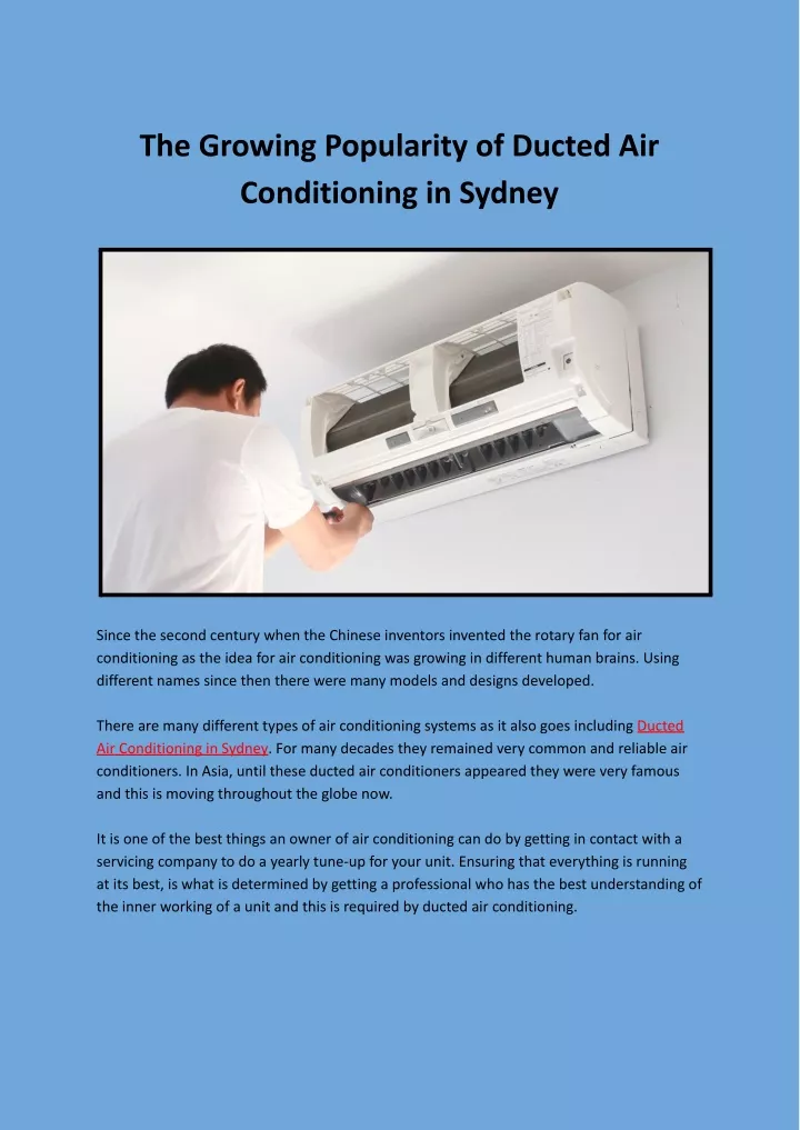 PPT The Growing Popularity Of Ducted Air Conditioning In Sydney