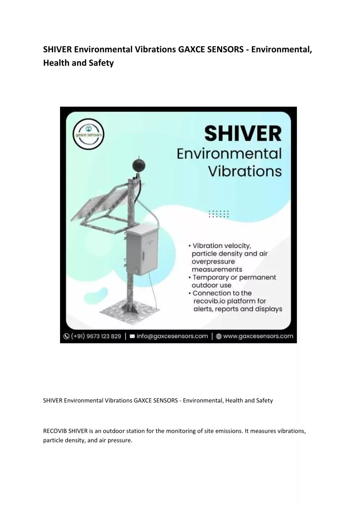 PPT SHIVER Environmental Vibrations GAXCE SENSORS Environmental