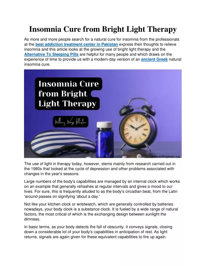 PPT Insomnia Cure From Bright Light Therapy PowerPoint Presentation