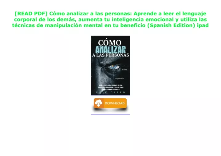 PPT READ PDF Cómo analizar a las personas Aprende a leer el