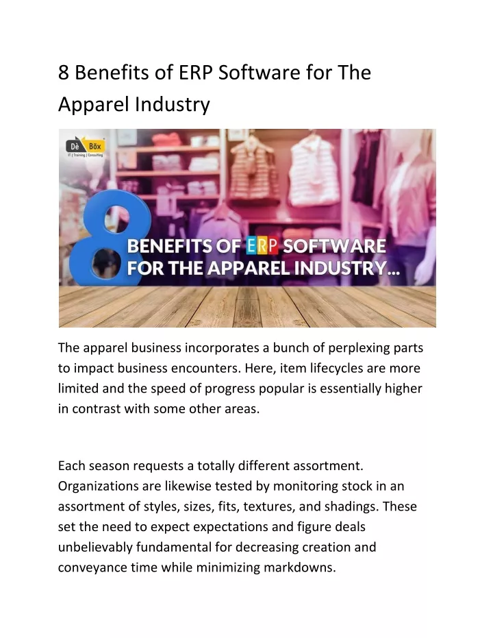 PPT 8 Benefits Of ERP Software For The Apparel Industry PowerPoint