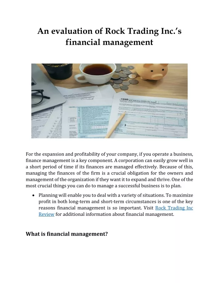 Ppt An Evaluation Of Rock Trading Inc S Financial Management