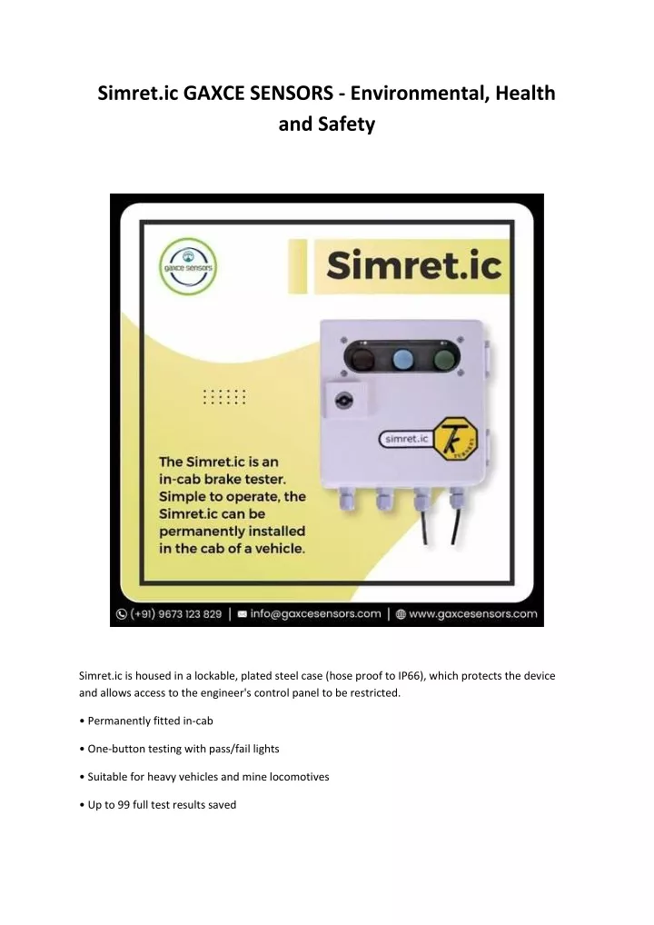 Ppt Simret Ic Gaxce Sensors Environmental Health And Safety