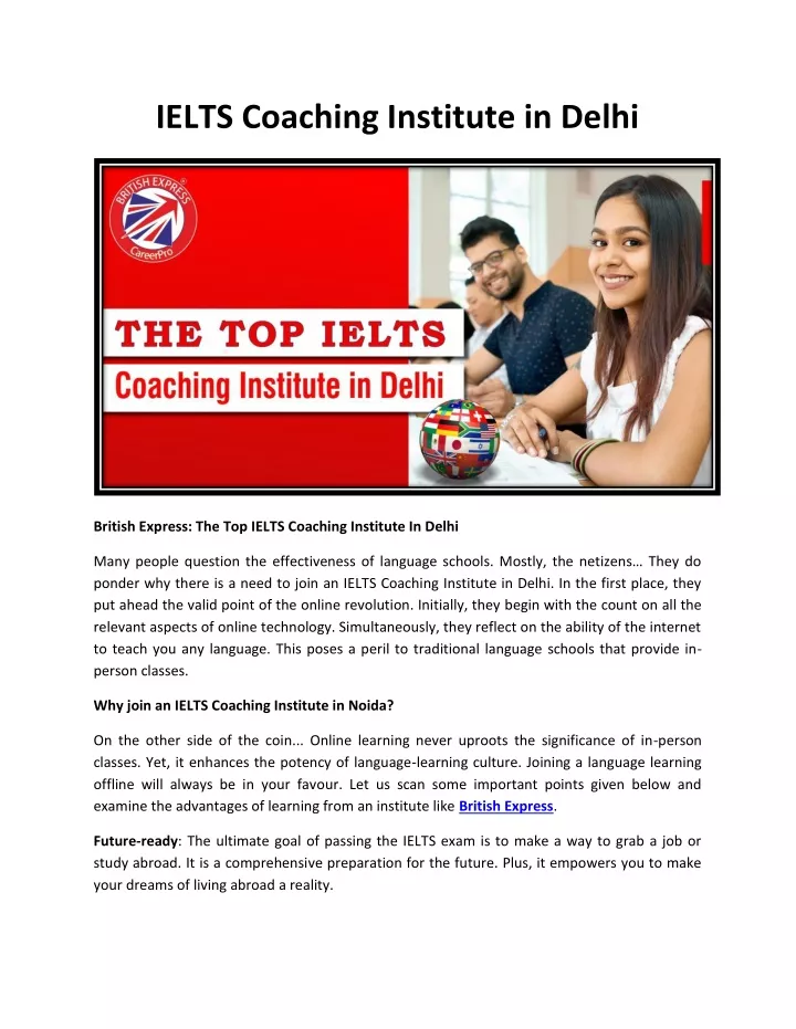 Ppt Ielts Coaching Institute In Noida Powerpoint Presentation Free