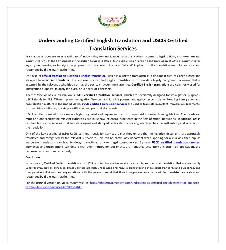 Ppt Understanding Certified English Translation And Uscis Certified