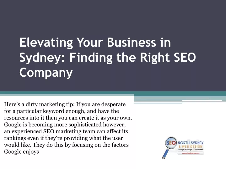 Ppt Elevating Your Business In Sydney Finding The Right Seo Company