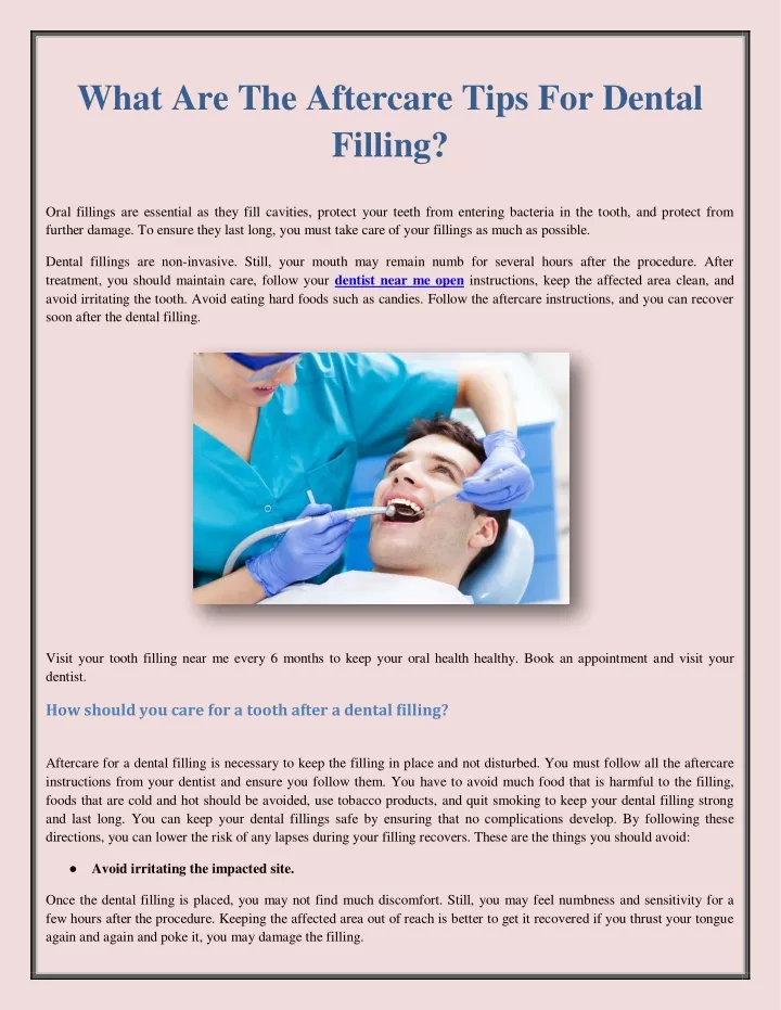 Ppt What Are The Aftercare Tips For Dental Filling Powerpoint