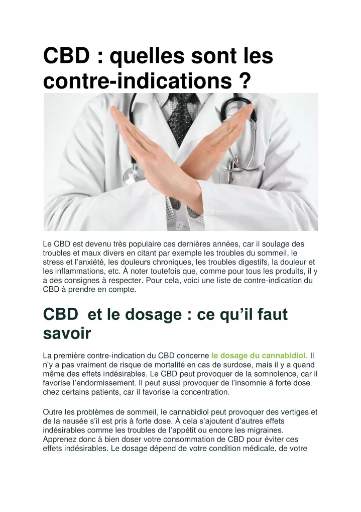 Ppt Cbd Quelles Sont Les Contre Indications Powerpoint