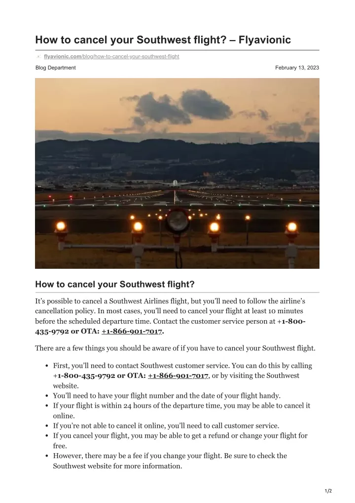 PPT How To Cancel Your Southwest Flight Flyavionic PowerPoint