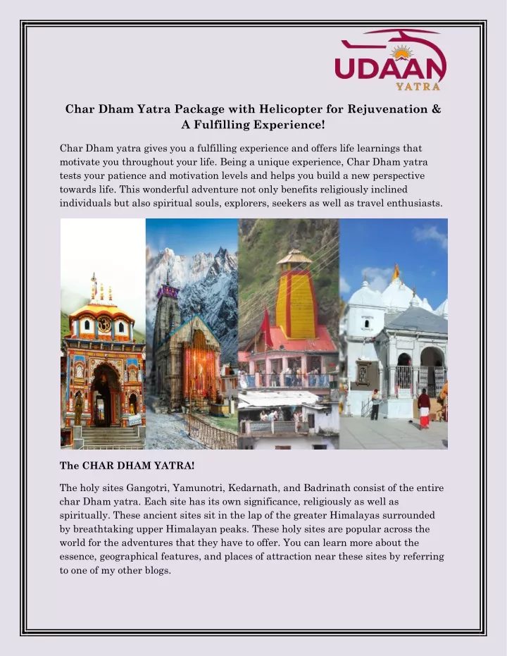 Ppt Char Dham Yatra Package With Helicopter Powerpoint Presentation