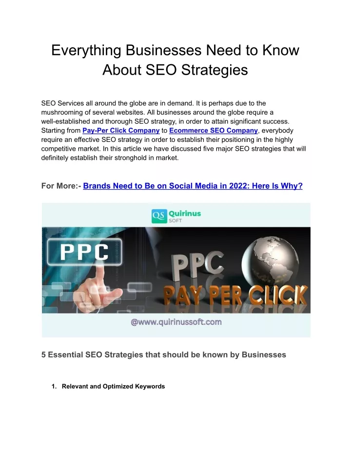 PPT Everything Businesses Need To Know About SEO Strategies 1