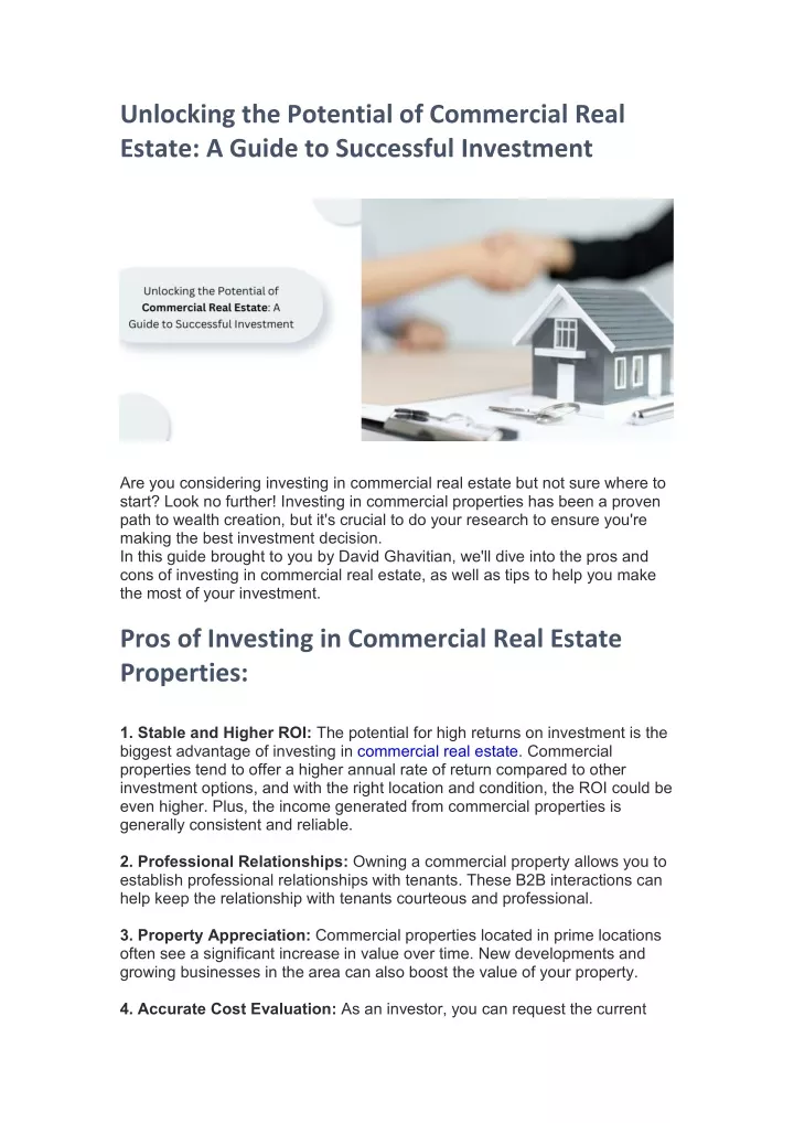 PPT Unlocking The Potential Of Commercial Real Estate PowerPoint