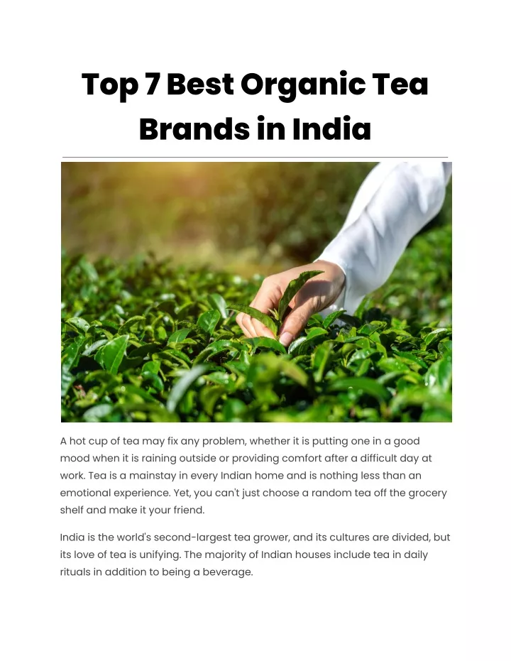 PPT Top 7 Best Organic Tea Brands In India PowerPoint Presentation