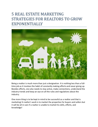 5 REAL ESTATE MARKETING STRATEGIES FOR REALTORS TO GROW EXPONENTIALLY