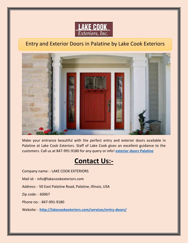 entry and exterior doors in palatine by lake cook