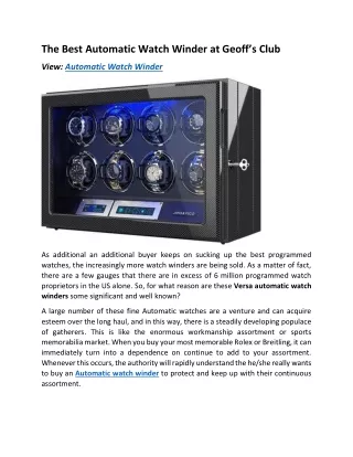 The Best Automatic Watch Winder at Geoff